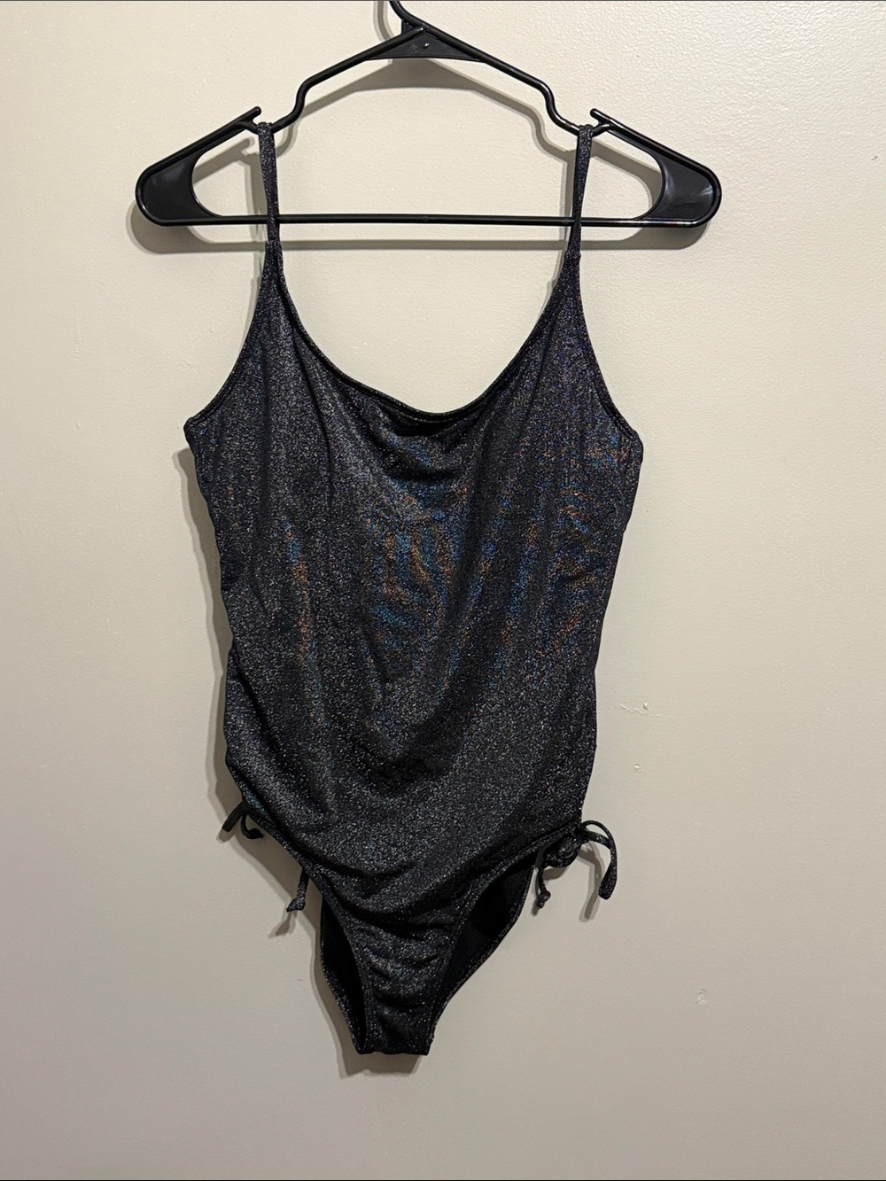 Salt + Cove Black Sparkle One-Piece Swimsuit with Side Ties